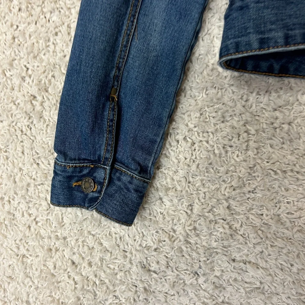 Free People Denim Jacket Womens Small Blue Jean Concert Boho Festival - Picture 7 of 8